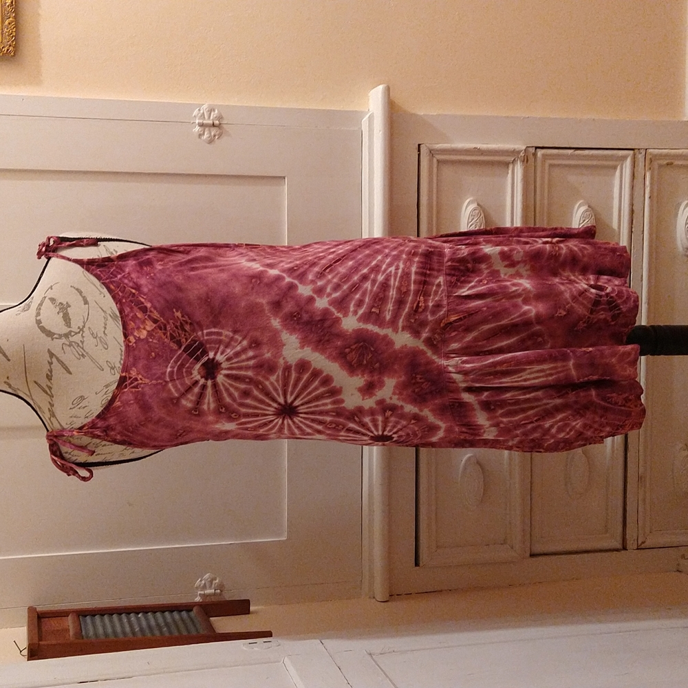 NWOT Sacred Threads tie dyed fuschia sundress OS